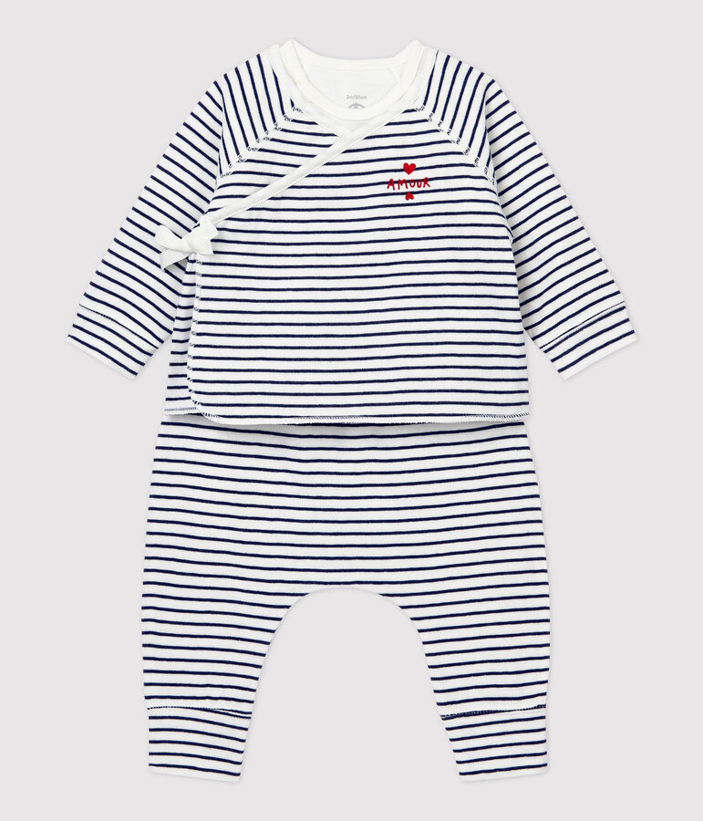 Babies' Striped Organic Cotton Clothing - 3-Pack white/blue