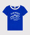 Boys' Printed Cotton T-Shirt PERSE blue/MARSHMALLOW white