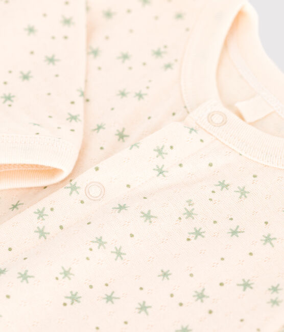 Babies' star print cotton jumpsuit AVALANCHE white/MULTICO