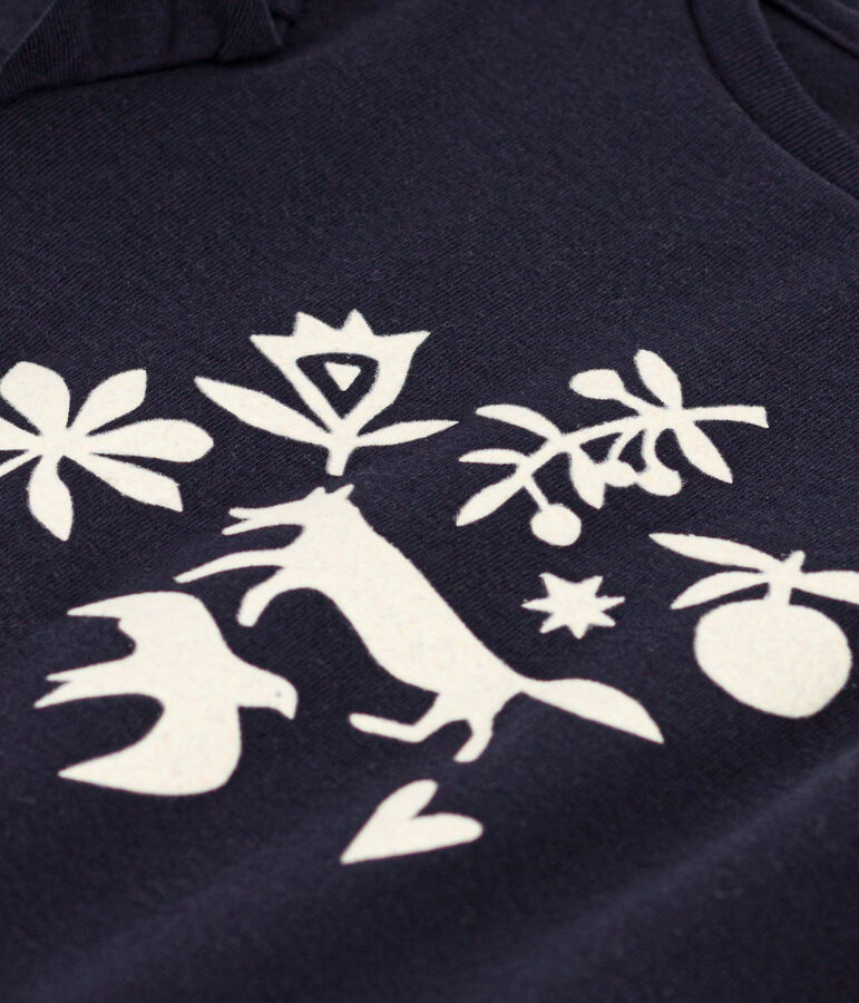 Girls' long-sleeved cotton T-shirt blue