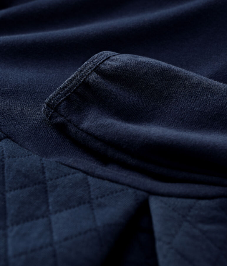 Girls' Long-Sleeved Cotton and Tube Knit Dress blue