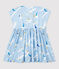Baby Girls' Short-Sleeved Poplin Dress JASMIN blue/MULTICO white