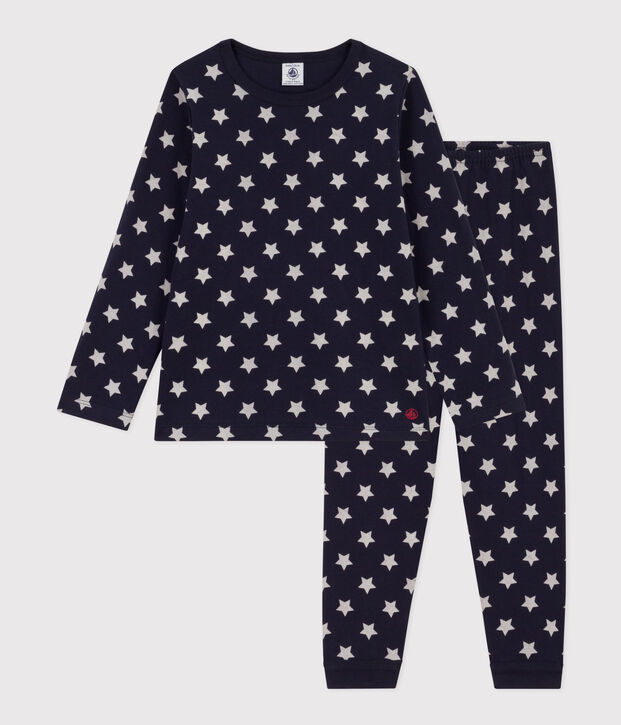 Children's Unisex Tube Knit Starry Pyjamas blue/white