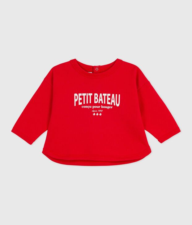 Babies' patterned cotton sweatshirt red