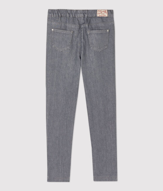 Girls' Denim Slim-Fit Trousers GRIS FONCE grey/DARK GREY