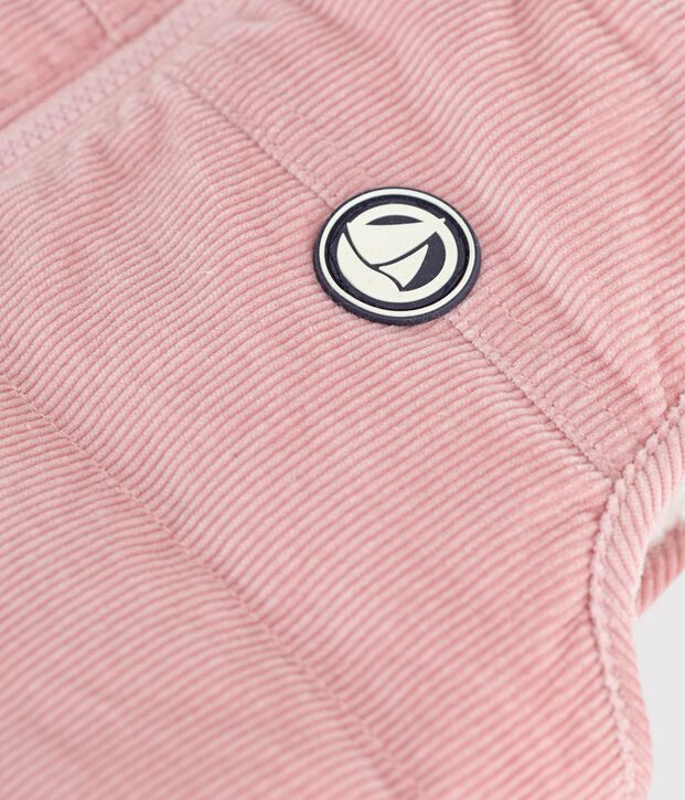 Babies' sleeveless reversible sherpa velour puffer jacket pink/ecru