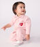 Babies' long, plain overall-style cotton playsuit JOLI pink