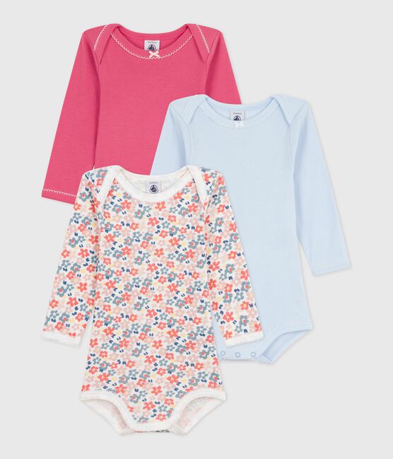 Pack of babies' long-sleeved floral-print cotton bodies variante 1
