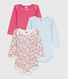 Pack of babies' long-sleeved floral-print cotton bodies