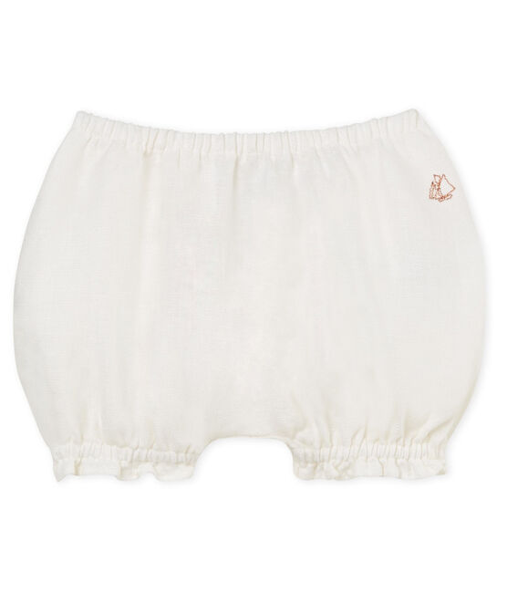 Baby girls' linen bloomers MARSHMALLOW white