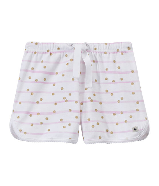 Girl's print shorts ECUME white/ROSE pink/OR