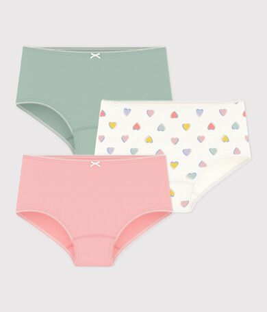 Pack of children's cotton shorties with hearts