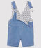 Babies' Canvas Dungarees SURF blue/ECUME white