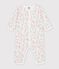 Babies' footless fleece pyjama suit with a floral print white/multicolor