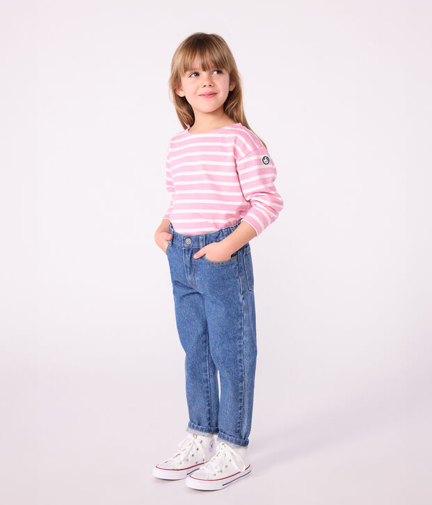 Children's cotton Breton top pink/ecru