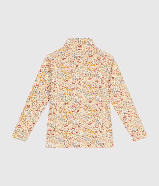 Girls' cotton rollneck top AVALANCHE /CUIVRE /MULTICO