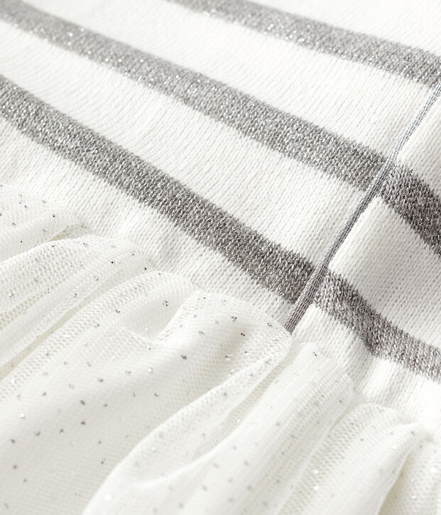 Girls' Short-Sleeved Dress white/grey