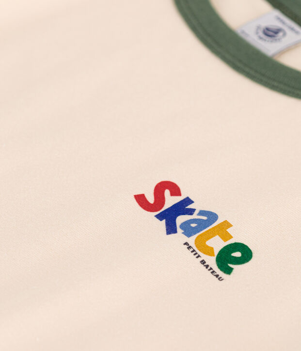 Boys' Printed Jersey T-shirt Ecru/green