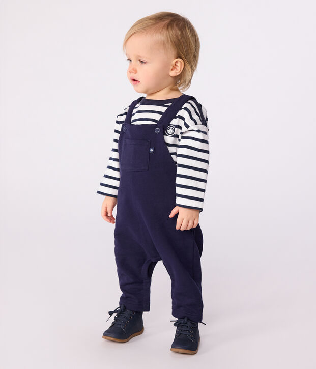 Babies' long-leg plain cotton dungarees SOIR
