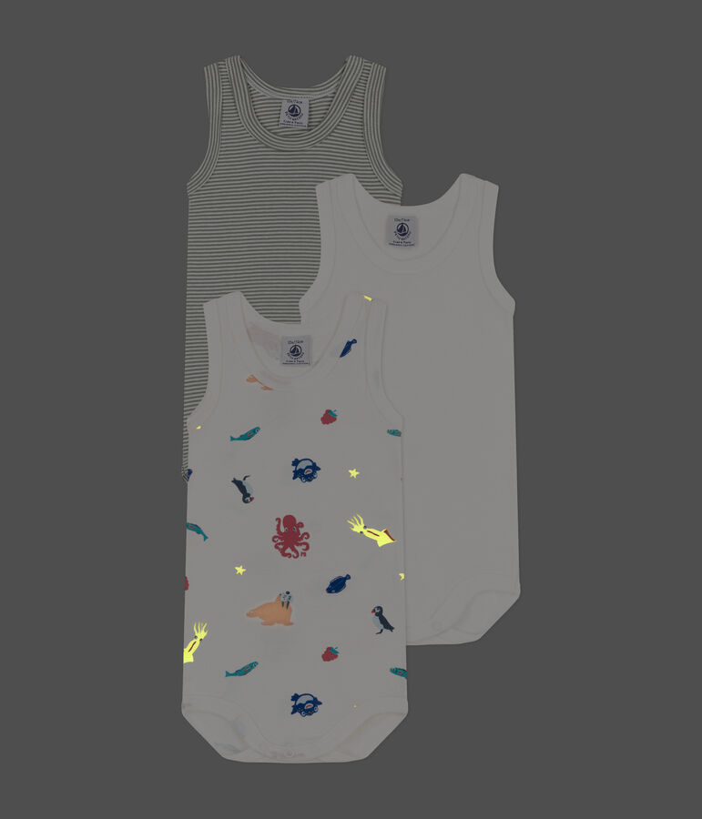 Cotton Sea Animals Vest Bodysuits - Pack of 3 multicolor