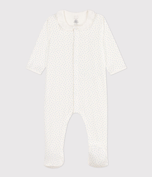Spotted Cotton Sleepsuit white/blue
