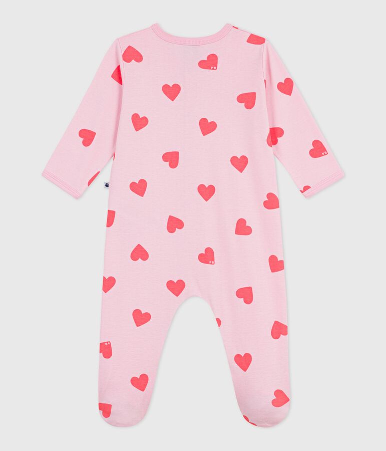 Babies' heart-print cotton pyjama suit pink/orange