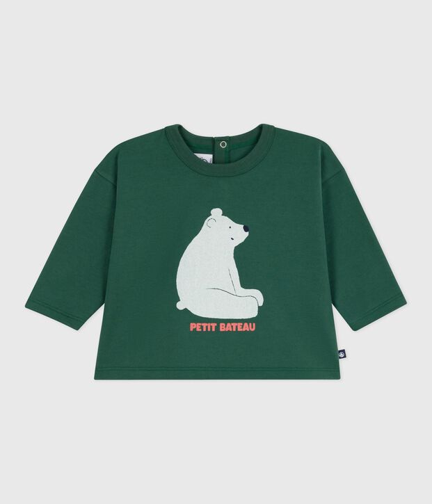 Long-sleeved cotton baby t-shirt green
