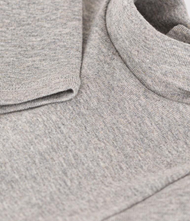 Babies' Long-Sleeved Roll Neck Cotton Bodysuit grey