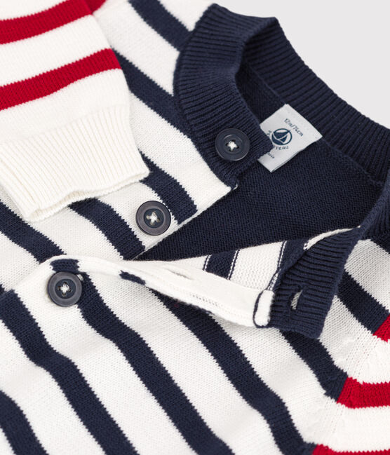 Babies' Cotton Knit Cardigan MARSHMALLOW white/MULTICO white