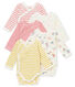 Set of 5 newborn baby girls' long sleeved bodiesuits