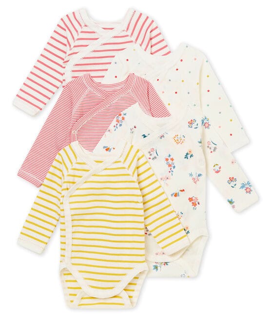 Set of 5 newborn baby girls' long sleeved bodiesuits variante 1