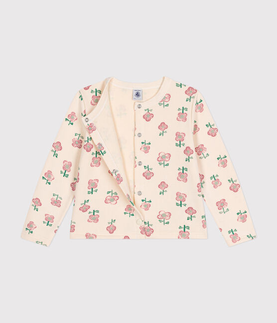 Little girls' fleece cardigan AVALANCHE white/MULTICO