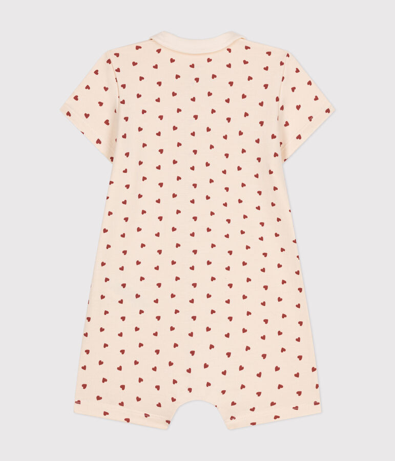 Babies' Lightweight Printed Fleece Playsuit Ecru/brown