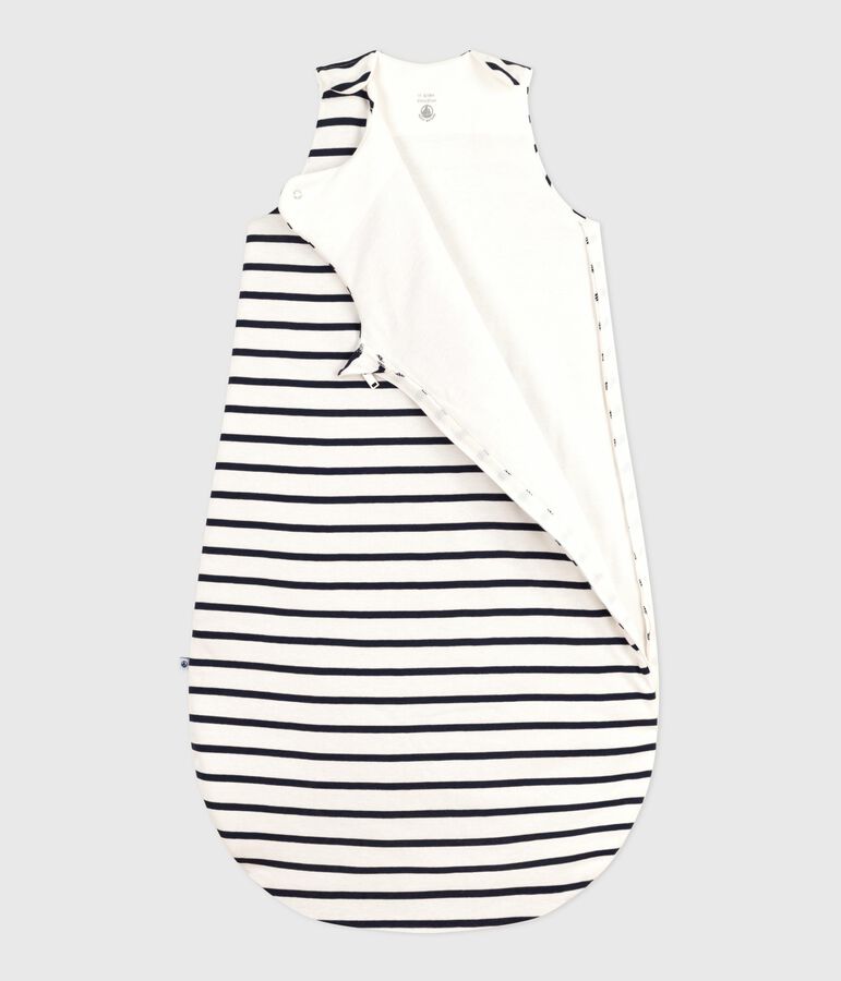 Baby sleeping bag in cotton TOG 2 white/blue