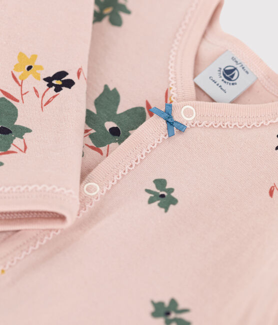 Babies' Floral Tube Knit Sleepsuit SALINE pink/MULTICO white