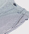 Boys' Stripy Cotton Bermuda Shorts MEDIEVAL blue/MARSHMALLOW white