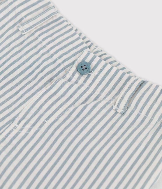 Babies' Striped Seersucker Shorts BRUT blue/MARSHMALLOW white
