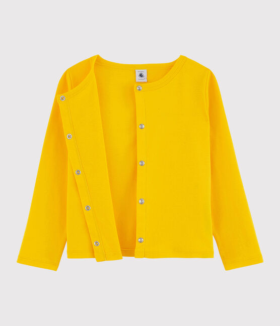 Girls' Cotton Cardigan JAUNE yellow