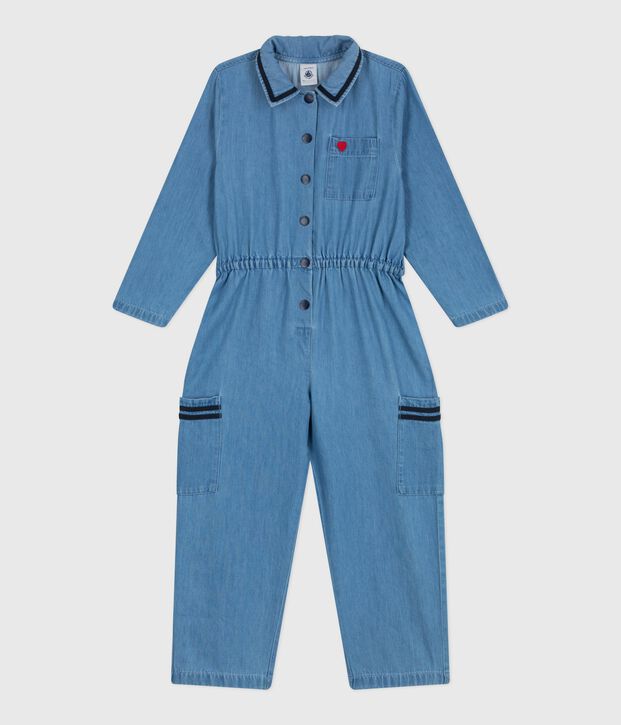 Children's long cotton jumpsuit blue