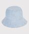 Children's chambray wide-brimmed floppy hat blue