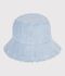 Children's chambray wide-brimmed floppy hat blue