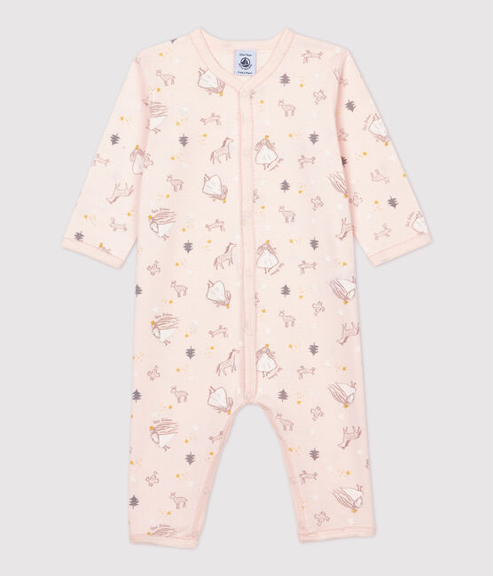 Babies' Princess Patterned Cotton Sleepsuit FLEUR pink/MULTICO white