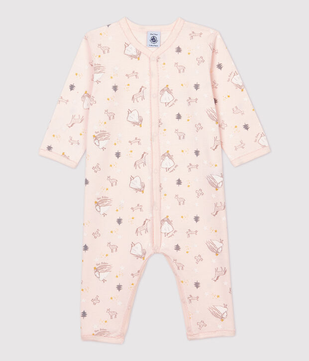 Babies' Princess Patterned Cotton Sleepsuit pink/multicolor