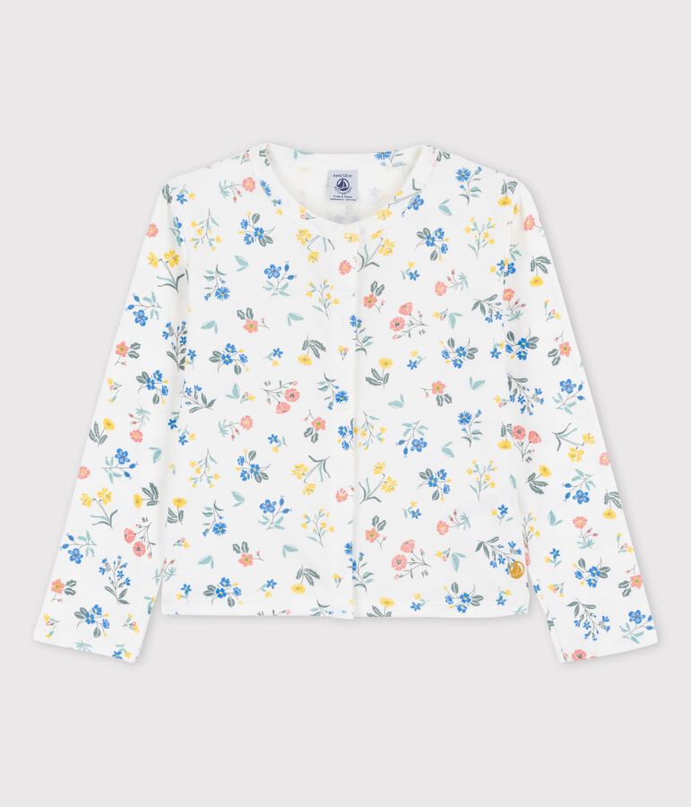 Girls' Print Cotton Cardigan white/multicolor