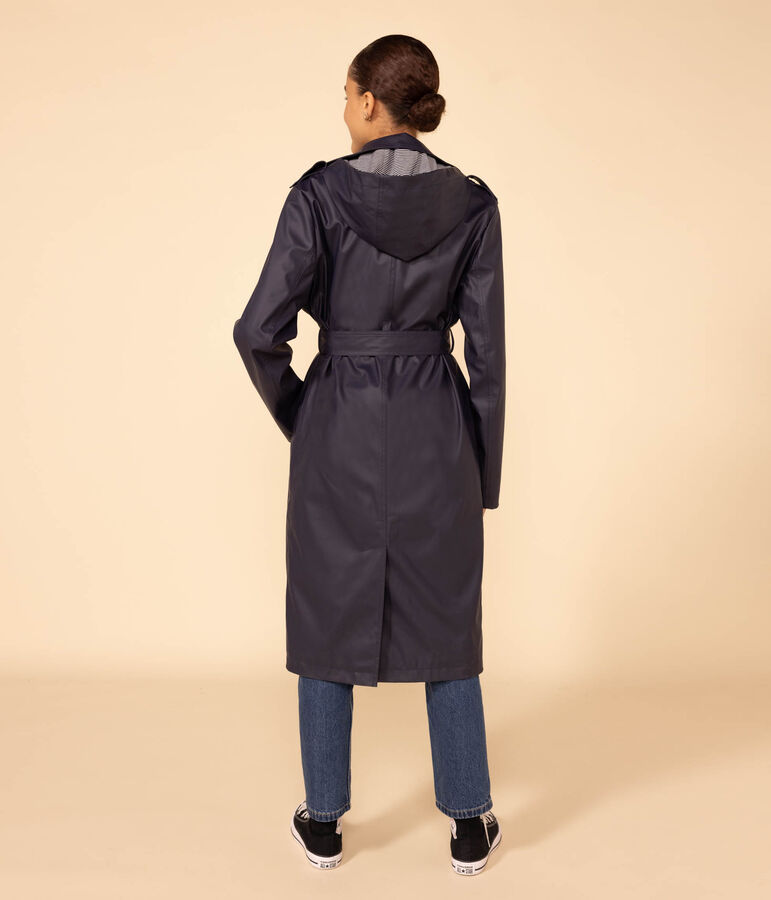 Women's Hooded Trench Coat blue