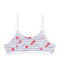 Girl's printed bra in stretch jersey ECUME white/MAJOR blue/MULTICO