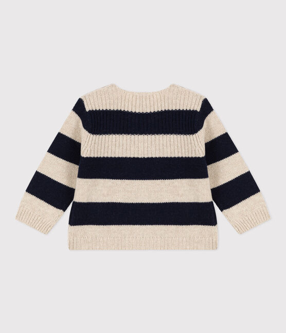 Wool knit and cotton jumper for baby AVALANCHE white/SMOKING blue