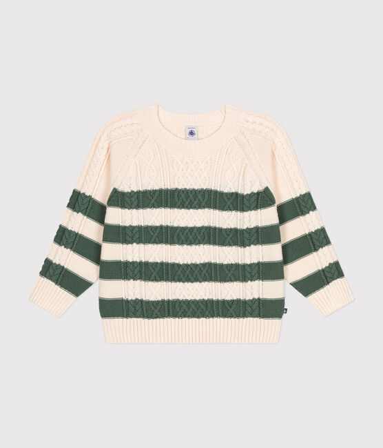 Children's Stripy Cotton Aran Pullover AVALANCHE /CROCO
