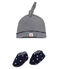 Baby boy's hat and slippers set SMOKING blue/MULTICO white