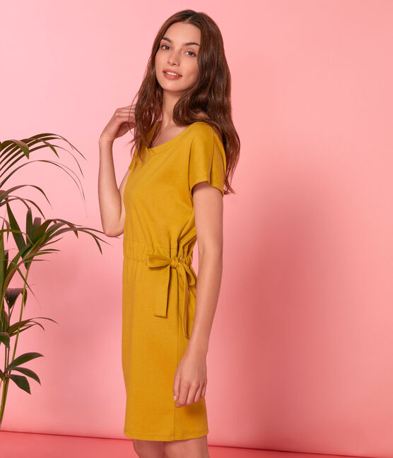Women's short-sleeved dress BAMBOO green